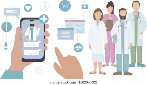 Patient Communicates Doctor Online Team Medical Stock Vector (Royalty ...