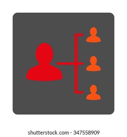 Patient Connections vector icon. Style is flat rounded square silver button with red symbol, white background.