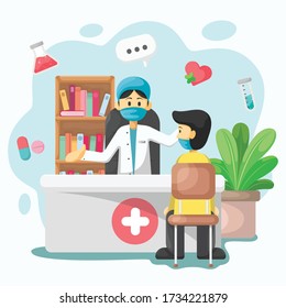 The patient consult a doctor illustration vector