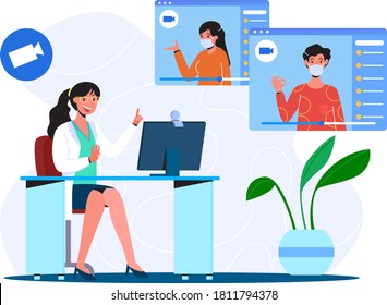 patient consultation to doctor by video call Online doctor health consultation illustration concept flat illustration