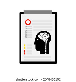 The patient data chart for neurological examination.