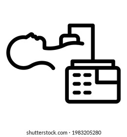 Defibrillator-Symbol für Patienten. Outline Patient Defibrillator Vektorsymbol für Webdesign einzeln auf weißem Hintergrund