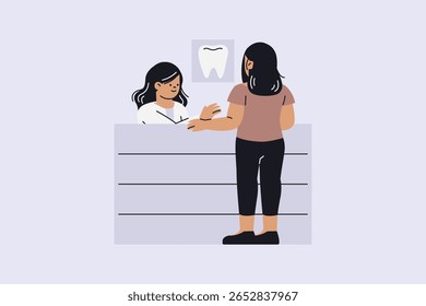 Patient at Dentist Reception Illustration