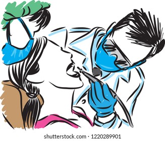 PATIENT WITH DENTIST VECTOR ILLUSTRATION