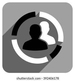 Patient Diagram long shadow vector icon. Style is a flat patient diagram iconic symbol on a gray square background.