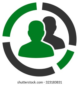 Patient Diagram vector icon. Style is bicolor flat symbol, green and gray colors, rounded angles, white background.