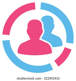 Patient Diagram vector icon. Style is bicolor flat symbol, pink and blue colors, rounded angles, white background.