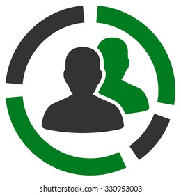 Patient Diagram vector icon. Style is bicolor flat symbol, green and gray colors, rounded angles, white background.