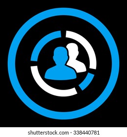 Patient Diagram vector icon. Style is bicolor flat rounded symbol, blue and white colors, rounded angles, black background.