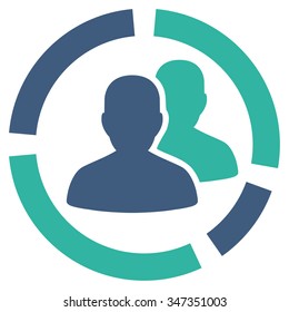 Patient Diagram vector icon. Style is bicolor flat symbol, cobalt and cyan colors, rounded angles, white background.