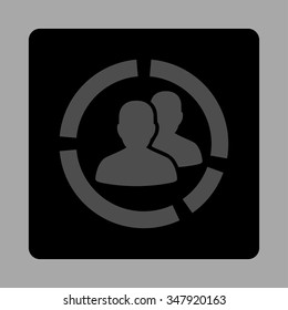 Patient Diagram vector icon. Style is flat rounded square button, gray and black colors, silver background.