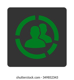 Patient Diagram vector icon. Style is flat rounded square button, green and gray colors, white background.