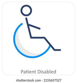 Patient Disabled And Wheel Chair Icon Concept