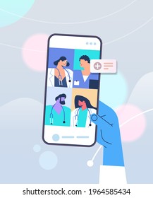 patient discussing with doctors on smartphone screens during video call online consultation medicine healthcare