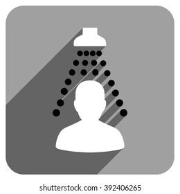 Patient Disinfection long shadow vector icon. Style is a flat patient disinfection iconic symbol on a gray square background.