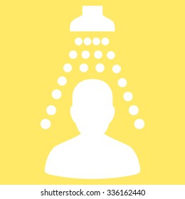 Patient Disinfection vector icon. Style is flat symbol, white color, rounded angles, yellow background.