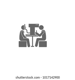 Patient doctor eye treatment icon Simple element illustration. Symbol design from Medical collection. Eye examination device. Can be used in web and mobile. on white background