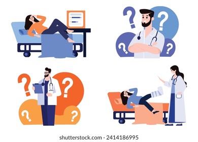 patient and doctor in flat style collection
