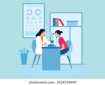 Patient in doctor office. Physician medical consulting. Diagnosis treatment patients in hospital, healthcare vector concept. Diagnosis patient and care, treatment healthcare illustration