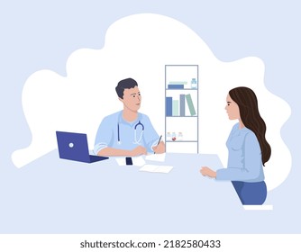 Un paciente con cita médica. Ilustración vectorial.
