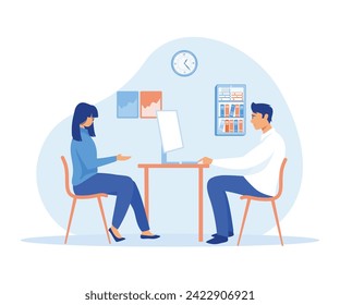 Patient in the doctor's office. Doctor consultation. Visit. Modern clinic. flat vector modern illustration 