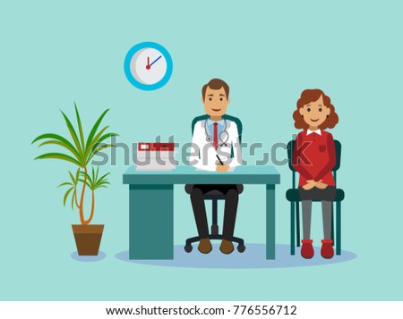 The patient is at the doctor's reception. Vector illustration.