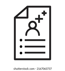 ilustración de icono del archivo de documento del paciente, carta de estado. diseño vectorial de iconos de estilo de línea.