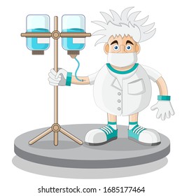 A patient with a drop counter. Isolated on white background. Vector illustration.