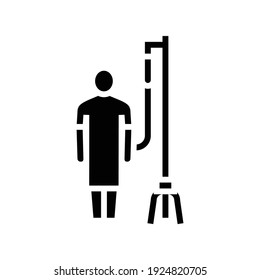 patient with dropper glyph icon vector. patient with dropper sign. isolated contour symbol black illustration