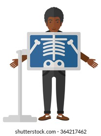 Patient during x-ray procedure.