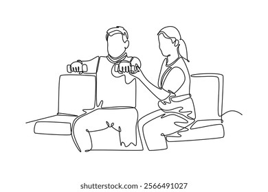 Patient Dynamic concept. Single line draw design vector graphic illustration.