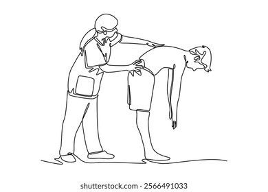 Patient Dynamic concept. Single line draw design vector graphic illustration.