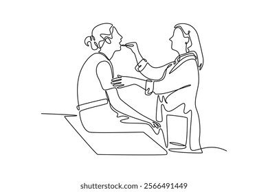 Patient Dynamic concept. Single line draw design vector graphic illustration.