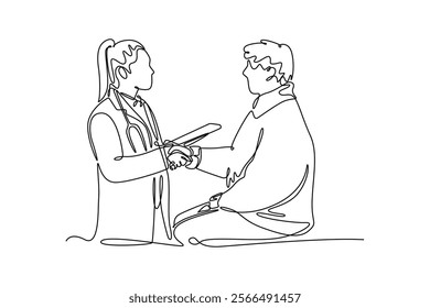 Patient Dynamic concept. Single line draw design vector graphic illustration.