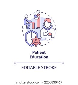 Patient education concept icon. Illness awareness. Chronic disease management abstract idea thin line illustration. Isolated outline drawing. Editable stroke. Arial, Myriad Pro-Bold fonts used