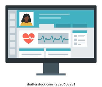 Patient electronic medical records on screen, telemedicine concept