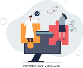 Patient engagement and customer loyalty to medical clinic.Healthcare service with good feedback and quality as positive chance.flat vector illustration