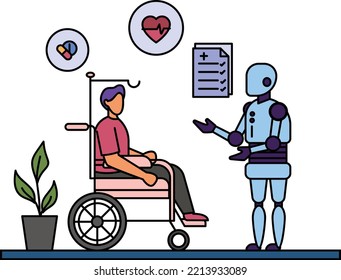patient engagement robot Concept,support and augment nursing bot vector color icon design, Robotic medicine symbol, Healthcare Scene Sign,Innovation Artificial Intelligence Work in Modern Clinic stock