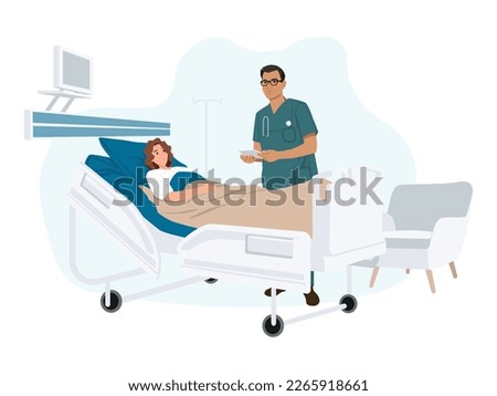 Patient and examining doctor in hospital.