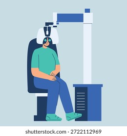 Ilustración del proceso de revisión ocular del paciente