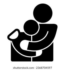 Feste Ikone der Patientenfamilie, Weltkrebstag-Konzept, Heim- und Pflegezeichen auf weißem Hintergrund, Vater- und Sohn-Ikone im Stil von glyph für mobiles Konzept und Web-Design. Vektorgrafik