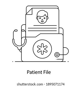 
Patient file linear icon, health record