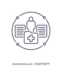 patient files, medical documents line icon