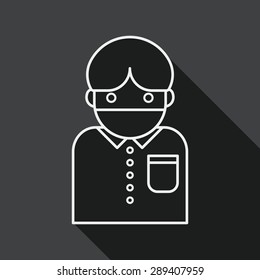 Patient flat icon with long shadow, line icon
