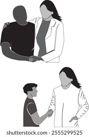 Patient Giving Thanks to Doctor for Help. Vector Illustration