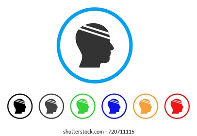 Patient Head rounded icon. Style is a flat patient head gray symbol inside light blue circle with black, gray, green, blue, red, orange variants. Vector designed for web and software interfaces.
