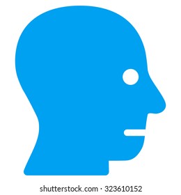 Patient Head vector icon. Style is flat symbol, blue color, rounded angles, white background.
