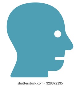 Patient Head vector icon. Style is flat symbol, cyan color, rounded angles, white background.