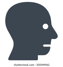 Patient Head vector icon. Style is flat symbol, smooth blue color, rounded angles, white background.