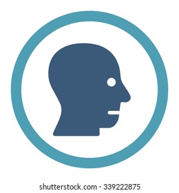 Patient Head vector icon. Style is bicolor flat rounded symbol, cyan and blue colors, rounded angles, white background.